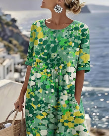 Ελένα | Χαλαρό και Ελαφρύ Floral Midi Φόρεμα