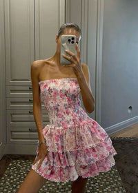Cecilia | Strapless Floral Dress