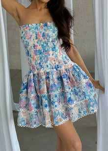 Καϊλή | Strapless Floral Dress