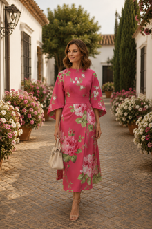 Celeste - Κομψό Floral Midi Dress