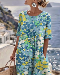 Ελένα | Χαλαρό και Ελαφρύ Floral Midi Φόρεμα